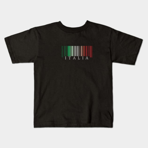 Italia flag colors barcode Kids T-Shirt by Finji